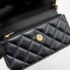 CHANEL 23B MINI FLAP WALLET WITH ADJUSTABLE CHAIN CAVIAR IRIDESCENT BLACK GHW (MICROCHIP)