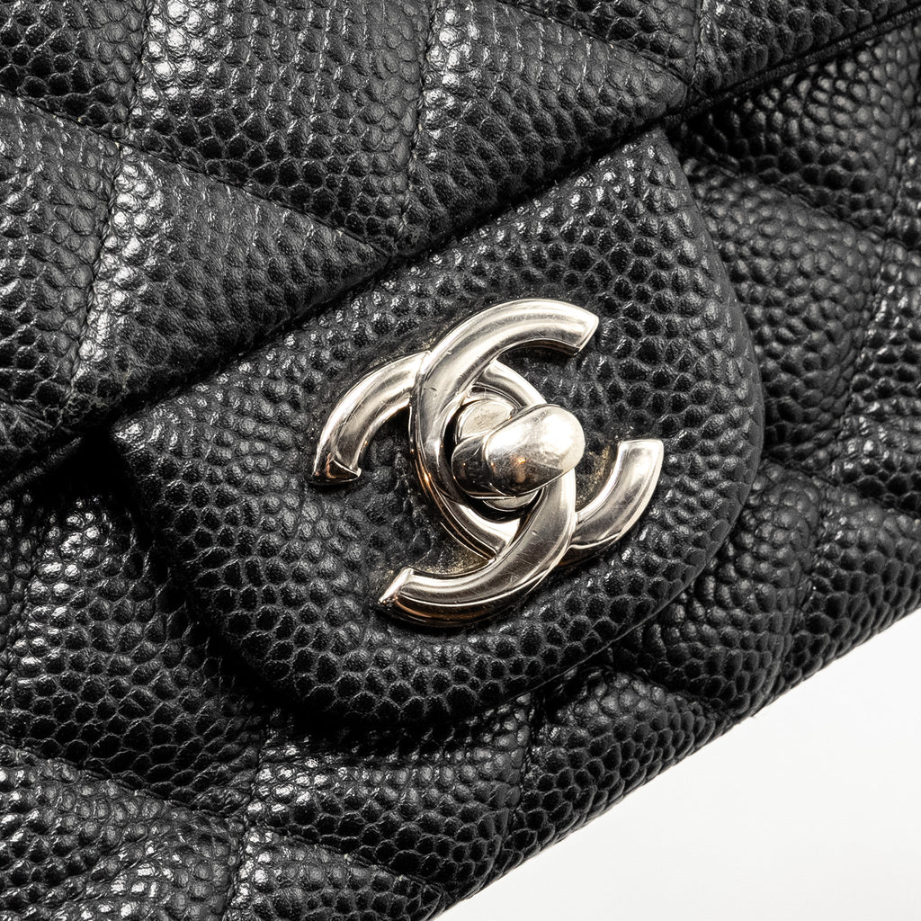 CHANEL MINI RECTANGULAR FLAP BAG CAVIAR BLACK SHW