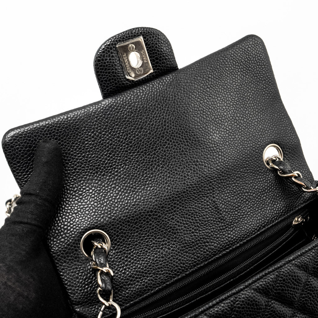 CHANEL MINI RECTANGULAR FLAP BAG CAVIAR BLACK SHW