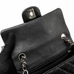 CHANEL MINI RECTANGULAR FLAP BAG CAVIAR BLACK SHW