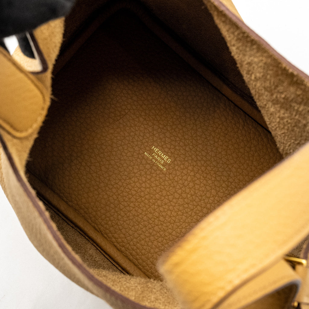 Hermes picotin 18 lock bag Clemence biscuit GHW
