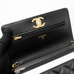 CHANEL CAMELLIA WALLET ON CHAIN CAVIAR BLACK GHW (MICROCHIP)