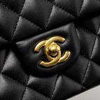 CHANEL MEDIUM CLASSIC DOUBLE FLAP BAG LAMBSKIN BLACK GHW (MICROCHIP)