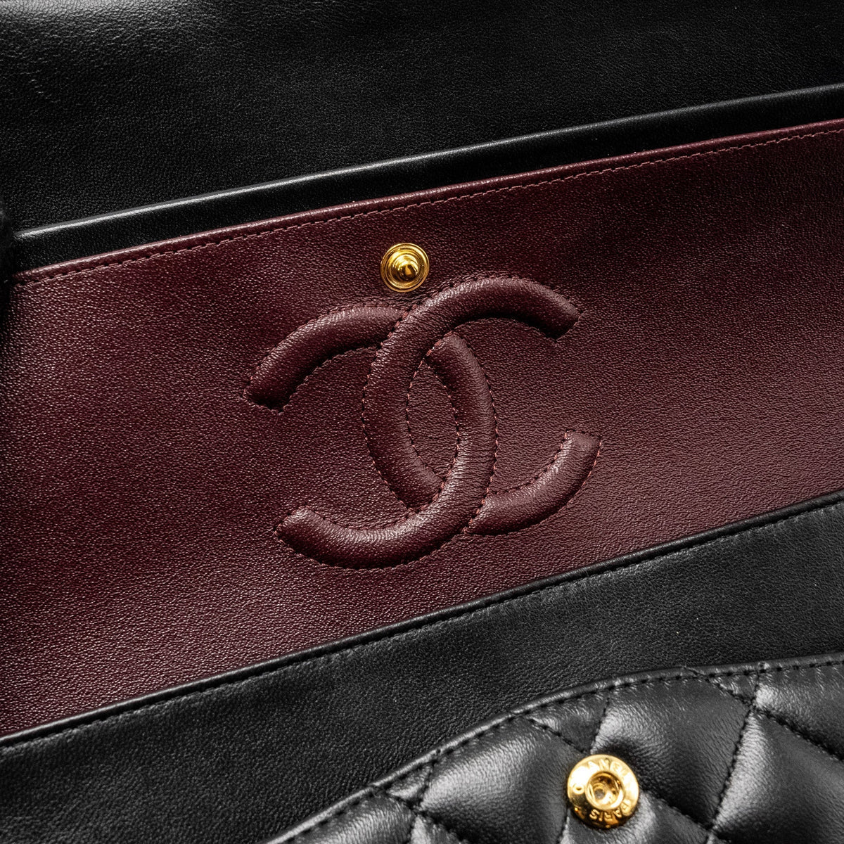 CHANEL MEDIUM CLASSIC DOUBLE FLAP BAG LAMBSKIN BLACK GHW (MICROCHIP)