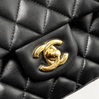 CHANEL MEDIUM CLASSIC DOUBLE FLAP BAG LAMBSKIN BLACK GHW