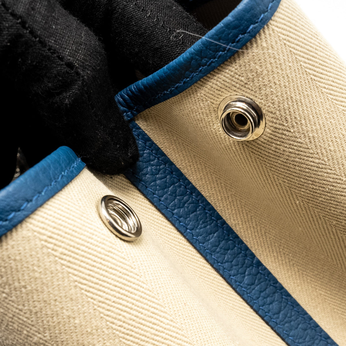 Hermes Garden Party 36 Canvas / Vache Country Craie / Bleu Outremer SHW