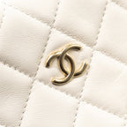 CHANEL 23C ROUND CLUTCH LAMBSKIN WHITE LGHW (MICROCHIP)