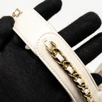 CHANEL 23C ROUND CLUTCH LAMBSKIN WHITE LGHW (MICROCHIP)