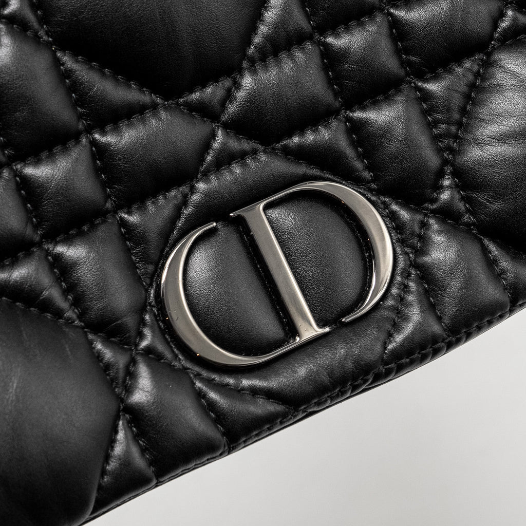 DIOR MINI CARO FLAP BAG CALFSKIN BLACK/ BLACK HARDWARE