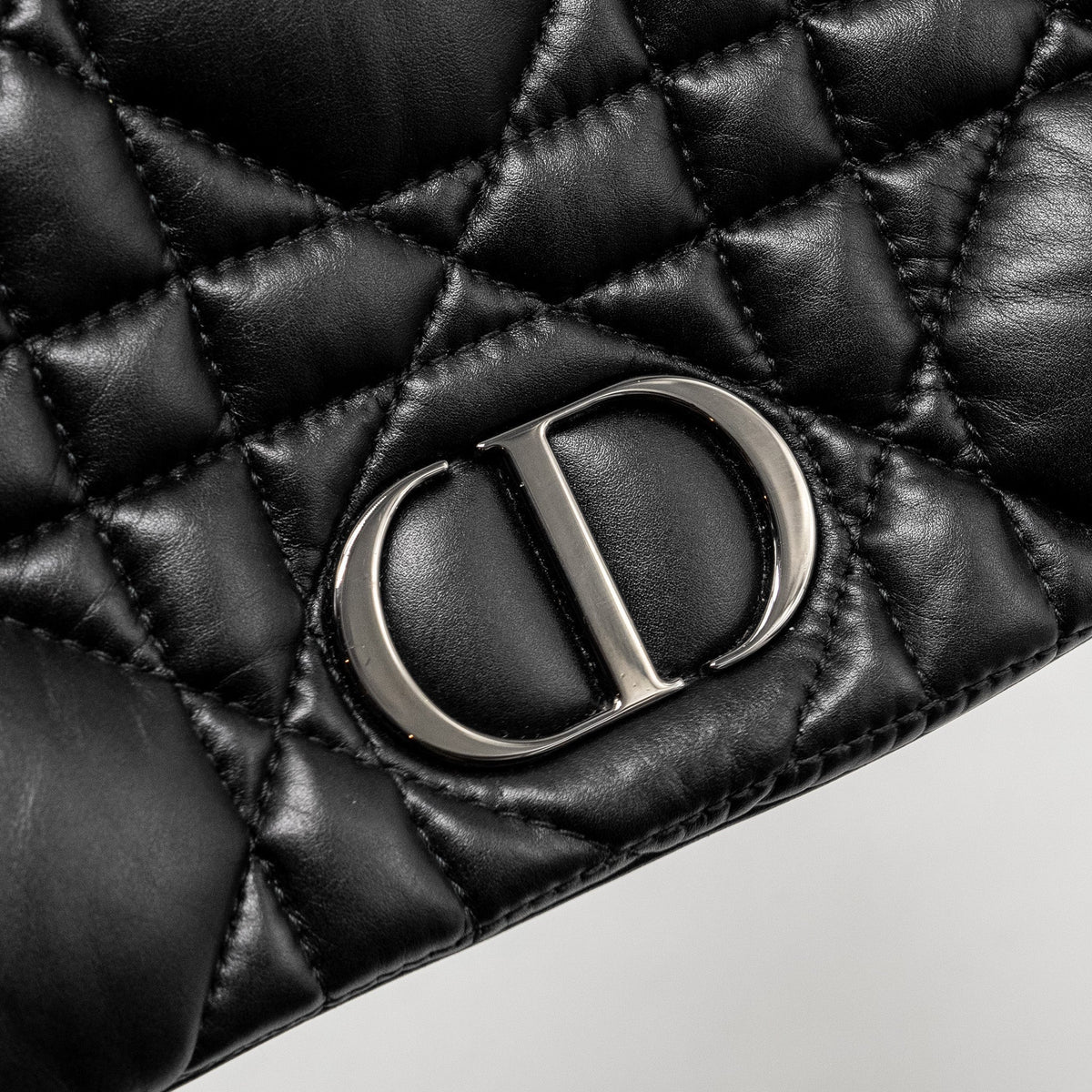 DIOR MINI CARO FLAP BAG CALFSKIN BLACK/ BLACK HARDWARE