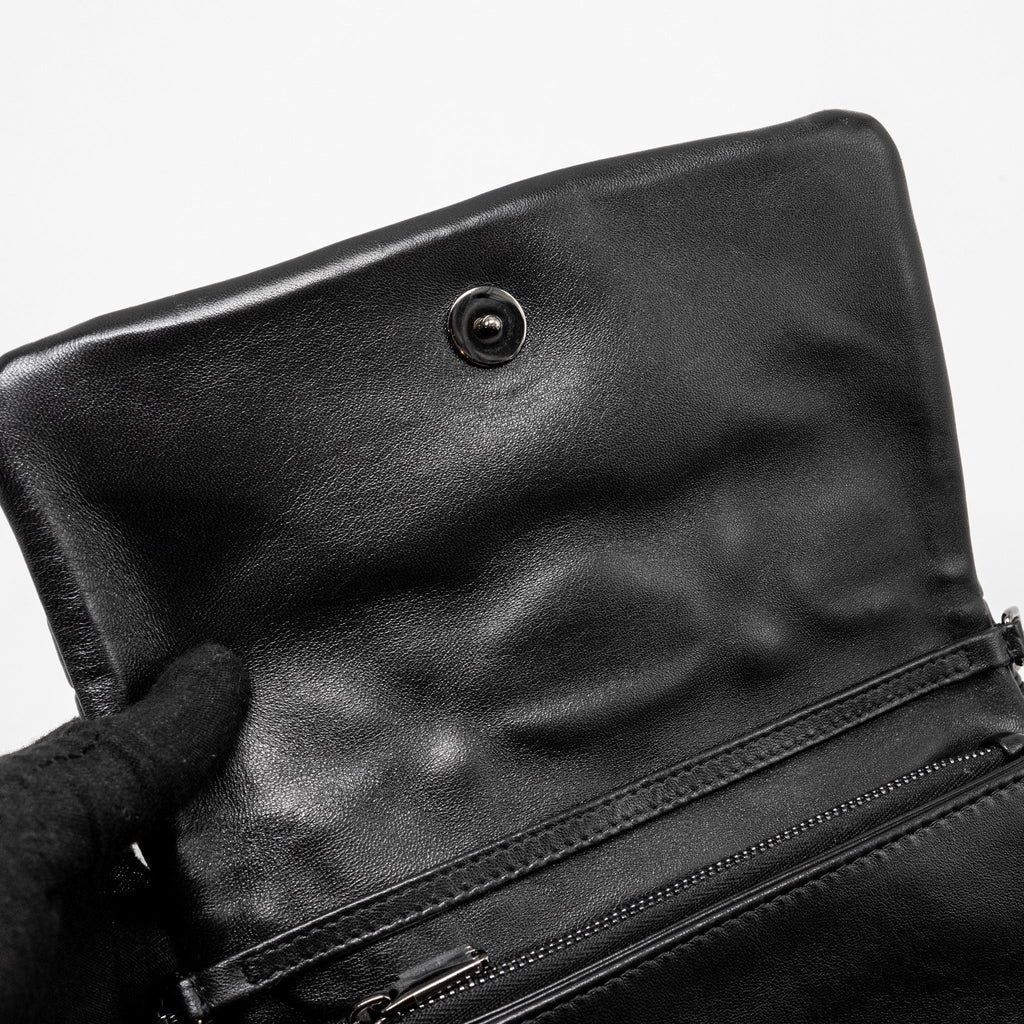 DIOR MINI CARO FLAP BAG CALFSKIN BLACK/ BLACK HARDWARE