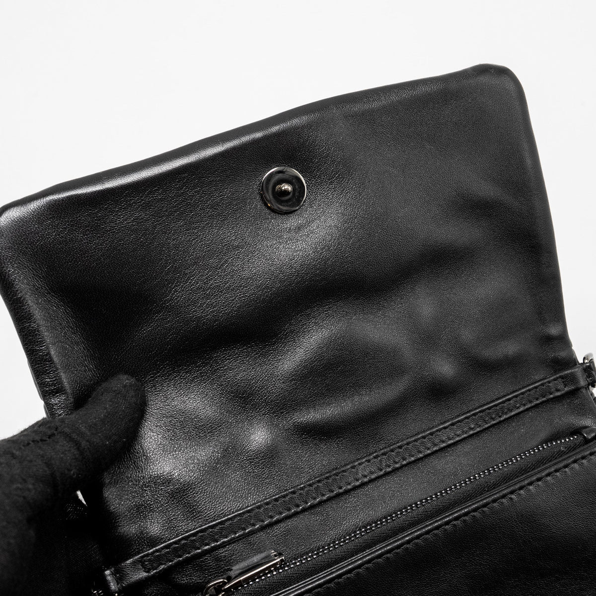 DIOR MINI CARO FLAP BAG CALFSKIN BLACK/ BLACK HARDWARE
