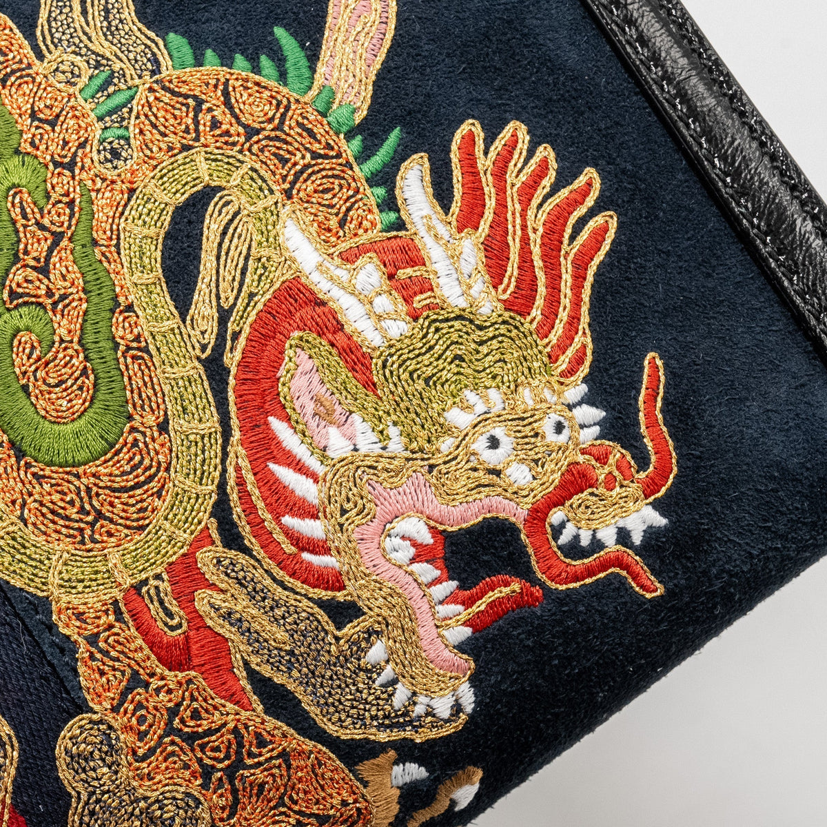 GUCCI OPHIDIA CHAIN BAG DRAGON EMBROIDERED SUEDE BLUE/BLACK/MULTICOLOUR GHW