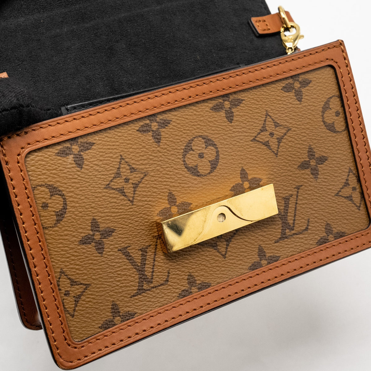 LOUIS VUITTON DAUPHINE CHAIN WALLET MONOGRAM REVERSE CANVAS GHW
