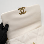 CHANEL SMALL 19 BAG LAMBSKIN WHITE MULTICOLOUR HARDWARE