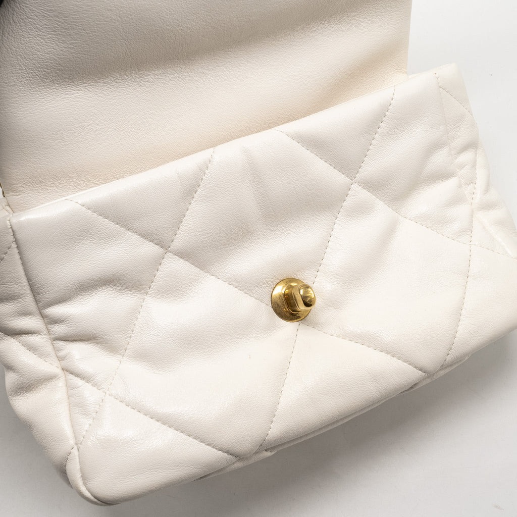 CHANEL SMALL 19 BAG LAMBSKIN WHITE MULTICOLOUR HARDWARE