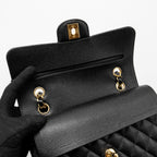 CHANEL SMALL CLASSIC DOUBLE FLAP BAG CAVIAR BLACK GHW(MICROCHIP)