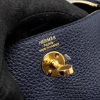 Hermes Mini Lindy Clemence Blue Nuit GHW