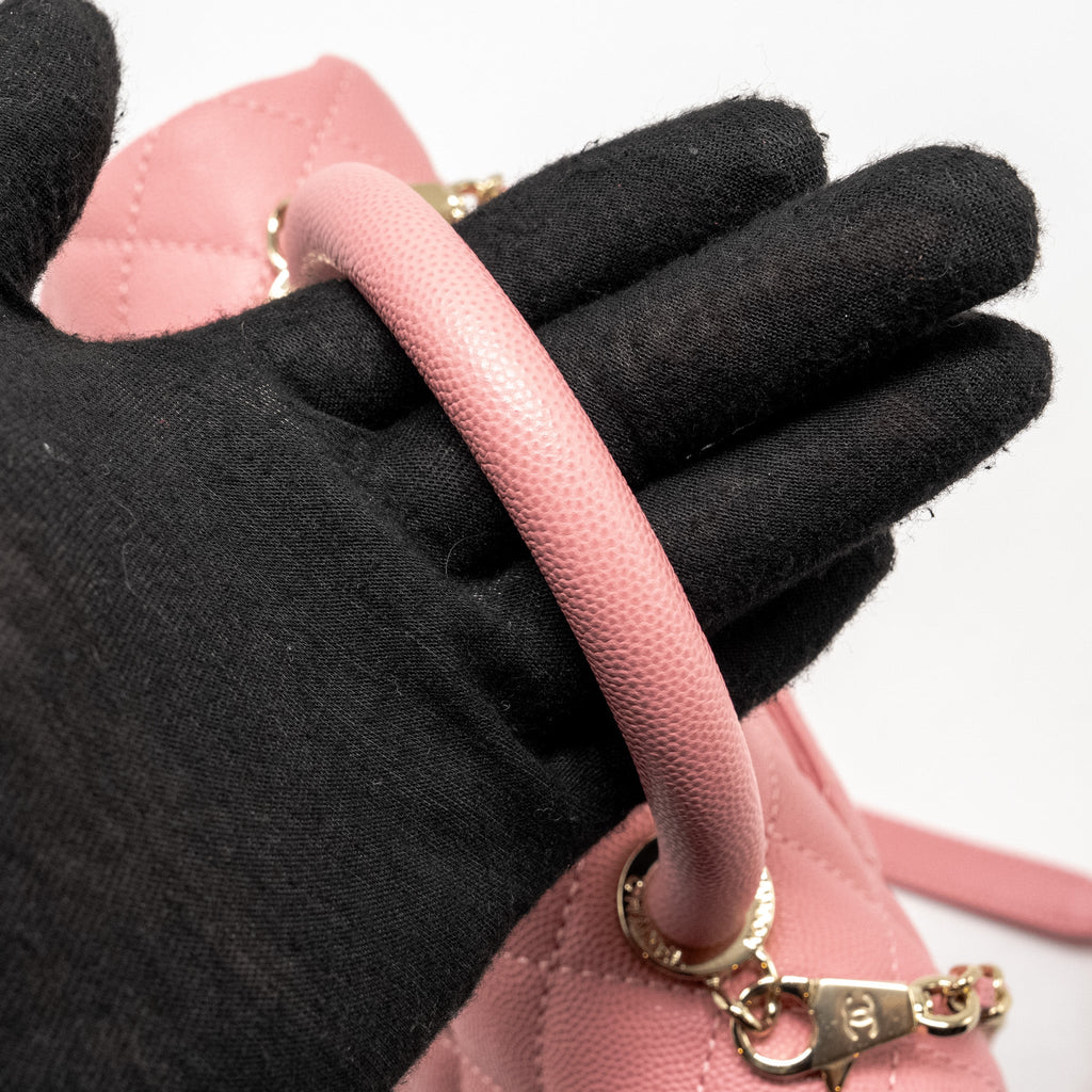 CHANEL SMALL COCO HANDLE CAVIAR PINK LGHW