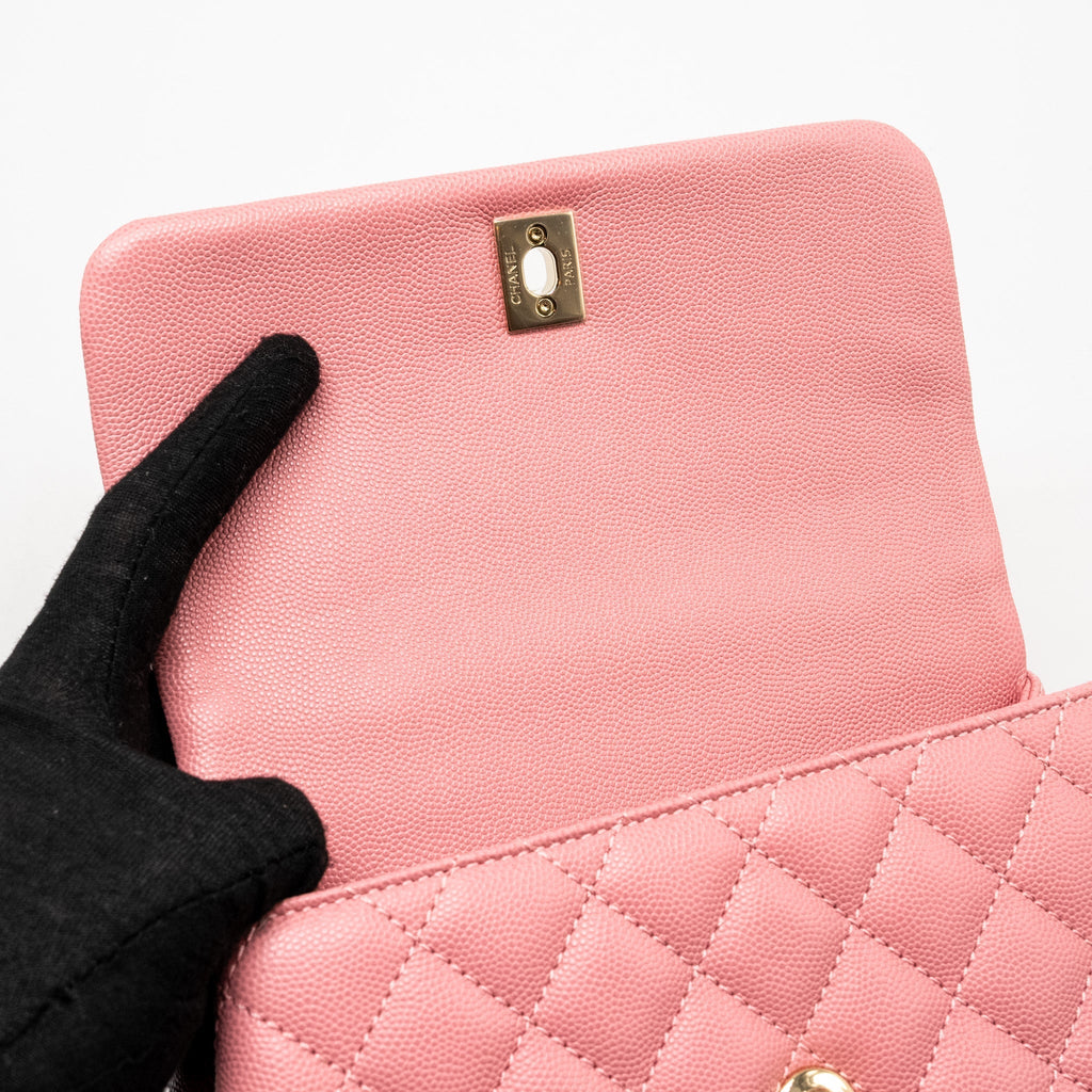 CHANEL SMALL COCO HANDLE CAVIAR PINK LGHW