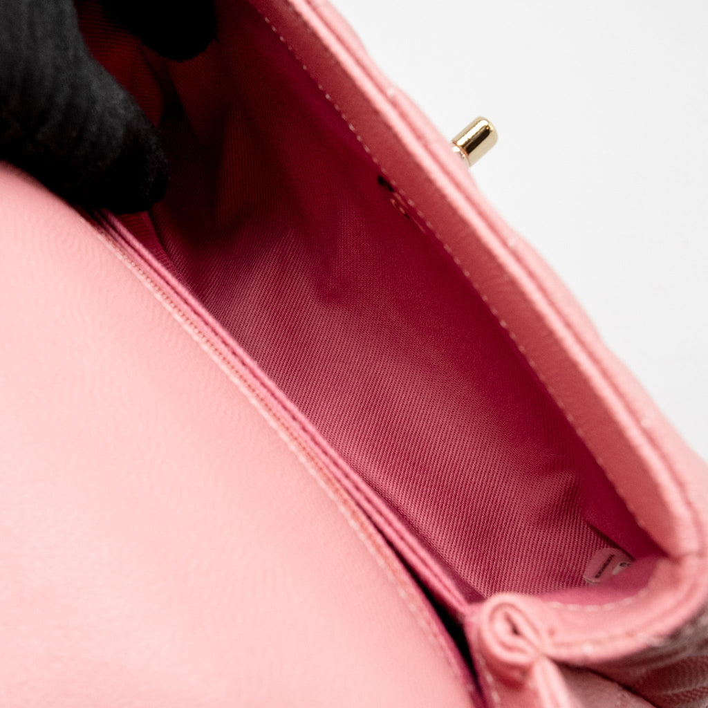 CHANEL SMALL COCO HANDLE CAVIAR PINK LGHW
