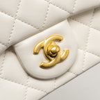 CHANEL PEARL CRUSH MINI SQUARE LAMBSKIN WHITE GHW (MICROCHIP)