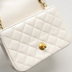 CHANEL PEARL CRUSH MINI SQUARE LAMBSKIN WHITE GHW (MICROCHIP)