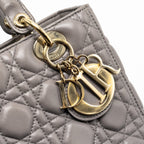 DIOR MEDIUM LADY DIOR LAMBSKIN GREY LGHW