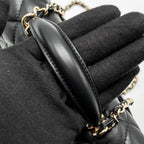 CHANEL TOP HANDLE MINI RECTANGULAR FLAP BAG LAMBSKIN BLACK LGHW (MICROCHIP)