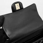 CHANEL TOP HANDLE MINI RECTANGULAR FLAP BAG LAMBSKIN BLACK LGHW (MICROCHIP)