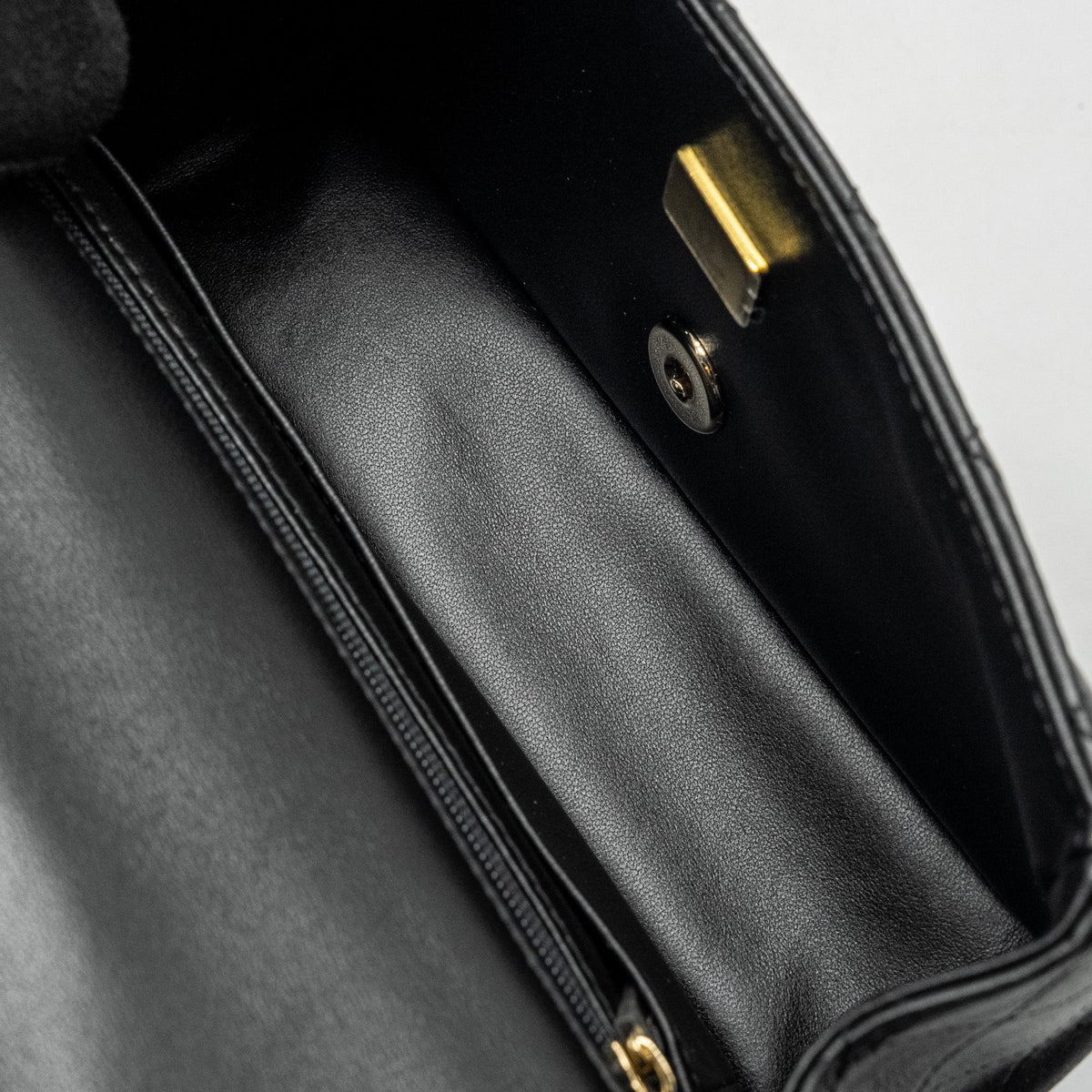 CHANEL TOP HANDLE MINI RECTANGULAR FLAP BAG LAMBSKIN BLACK LGHW (MICROCHIP)