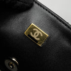 CHANEL TOP HANDLE MINI RECTANGULAR FLAP BAG LAMBSKIN BLACK LGHW (MICROCHIP)