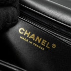 CHANEL TOP HANDLE MINI RECTANGULAR FLAP BAG LAMBSKIN BLACK LGHW (MICROCHIP)