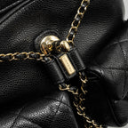 CHANEL 24A MINI DUMA BACKPACK GRAINED CALFSKIN BLACK LGHW (MICROCHIP)