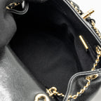 CHANEL 24A MINI DUMA BACKPACK GRAINED CALFSKIN BLACK LGHW (MICROCHIP)