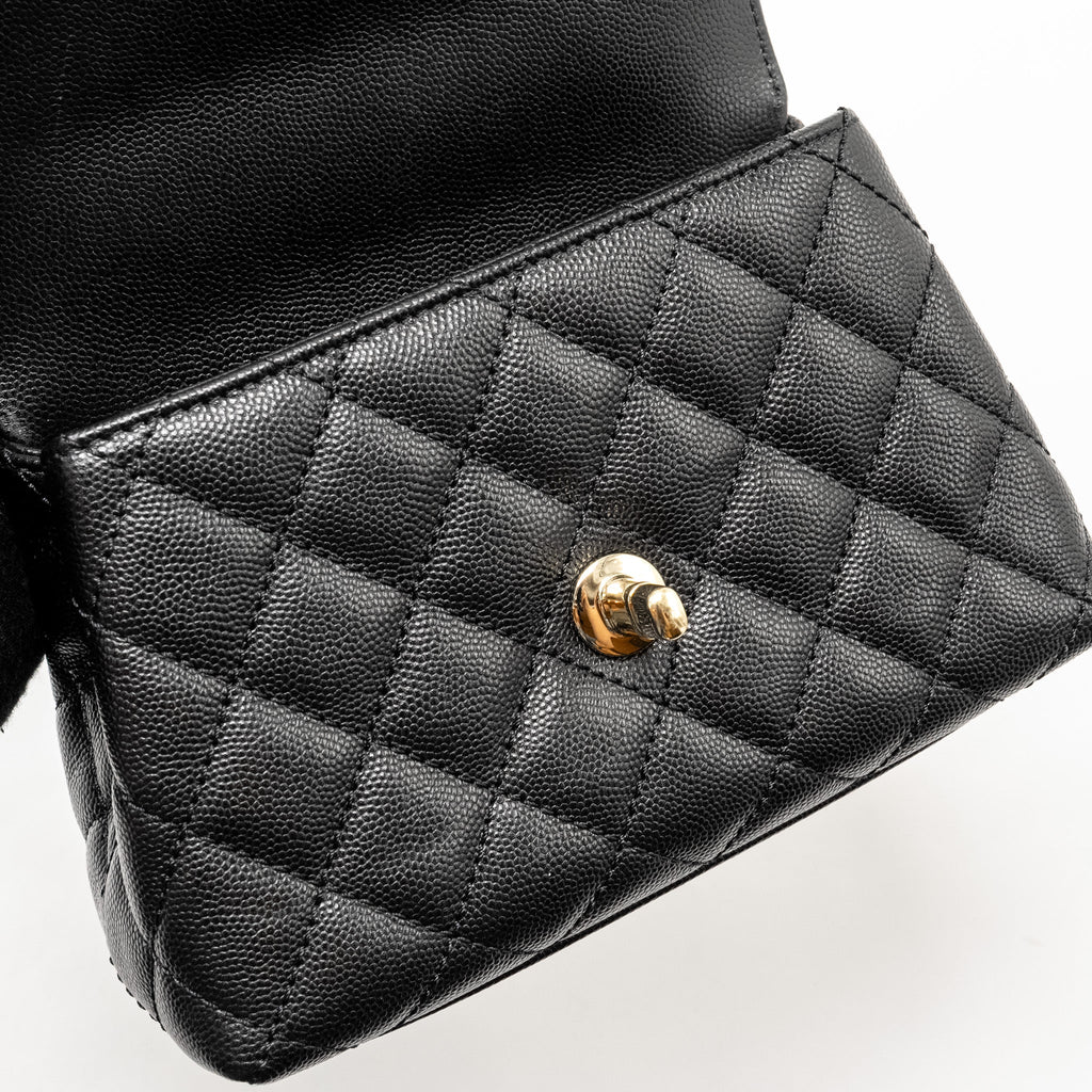 CHANEL MINI COCO HANDLE CAVIAR BLACK LGHW (MICROCHIP)