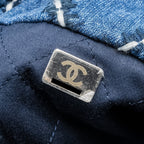 CHANEL SMALL 22 BAG DENIM BLUE/WHITE SHW (MICROCHIP)
