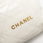 CHANEL MEDIUM 22 BAG CALFSKIN WHITE GHW (MICROCHIP)