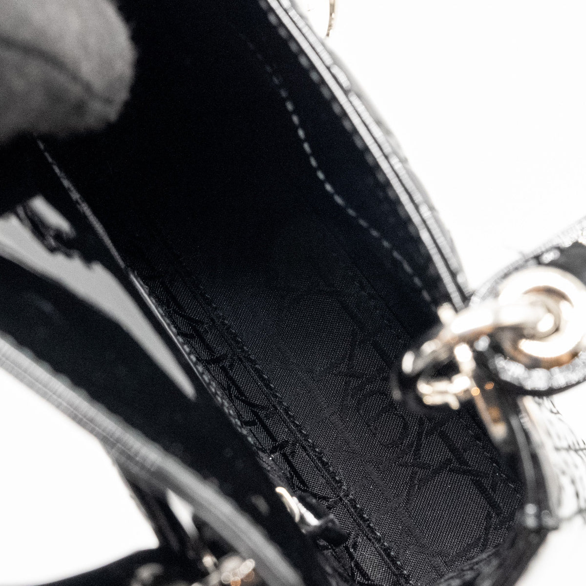 DIOR MINI LADY DIOR PATENT BLACK SHW