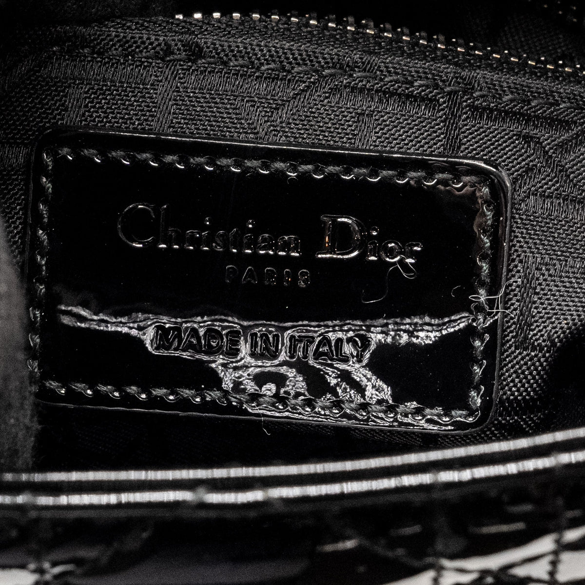 DIOR MINI LADY DIOR PATENT BLACK SHW