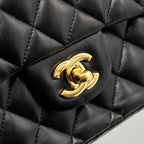 CHANEL MEDIUM CLASSIC DOUBLE FLAP BAG LAMBSKIN BLACK GHW