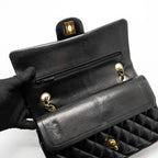 CHANEL MEDIUM CLASSIC DOUBLE FLAP BAG LAMBSKIN BLACK GHW