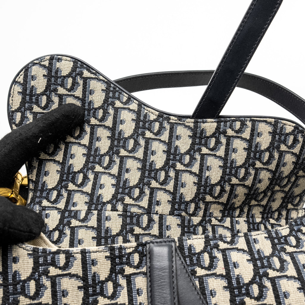 DIOR MEDIUM SADDLE BAG BLUE OBLIQUE CANVAS GHW