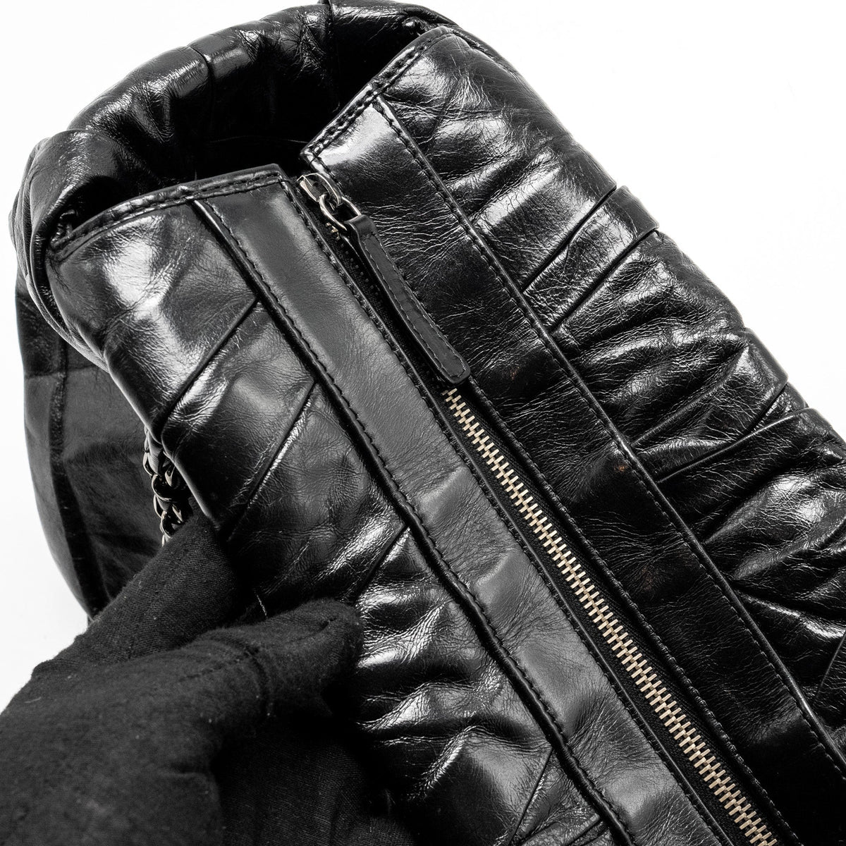 CHANEL TWISTED TOTE BAG CALFSKIN BLACK SHW