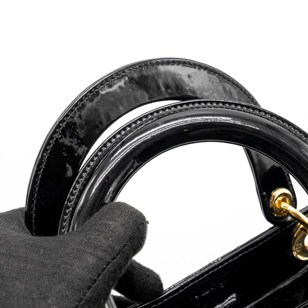 DIOR MEDIUM LADY DIOR PATENT BLACK GHW