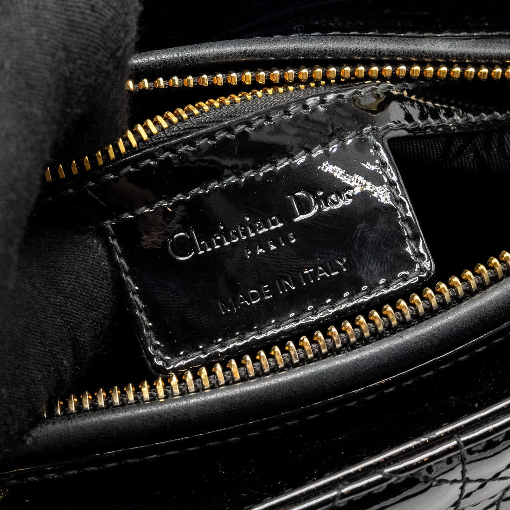 DIOR MEDIUM LADY DIOR PATENT BLACK GHW