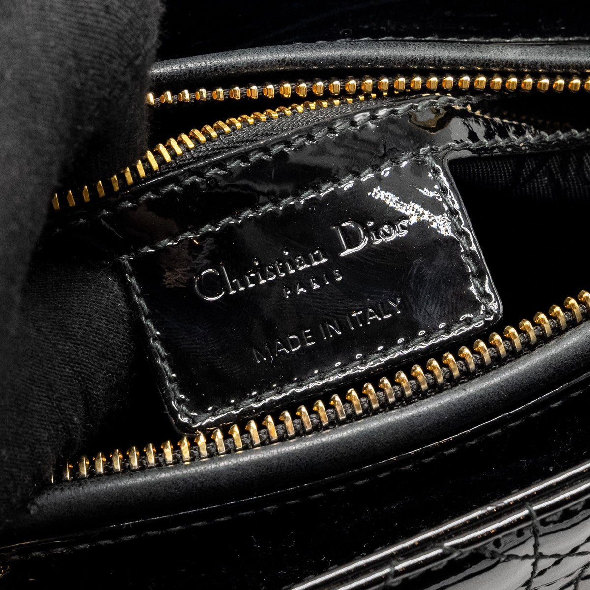 DIOR MEDIUM LADY DIOR PATENT BLACK GHW