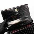 CHANEL MEDIUM COCO HANDLE CHEVRON CALFSKIN BLACK GHW