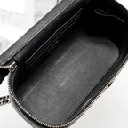 CHANEL TOP HANDLE LONG VANITY CASE LAMBSKIN BLACK SHW (MICROCHIP)