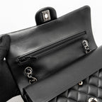 CHANEL MEDIUM CLASSIC DOUBLE FLAP BAG LAMBSKIN BLACK SHW (MICROCHIP)